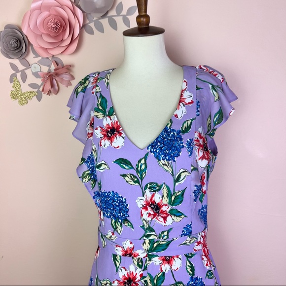 New! PARKER Ana Combo Floral Ruffle Romper - Picture 4 of 8